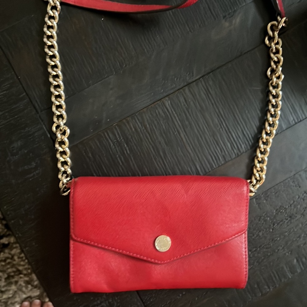 Michael Kors Red small crossbody wallet purse